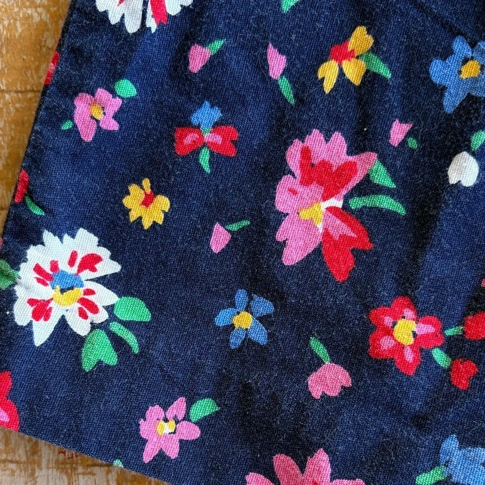 Vintage Hanna Andersson Floral Navy Dress size 5-6